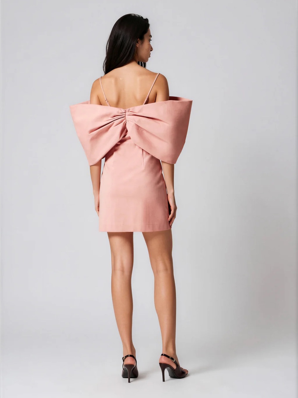 & Other Stories Blush Pink Off-Shoulder Bow Mini Dress - Picture 3 of 3